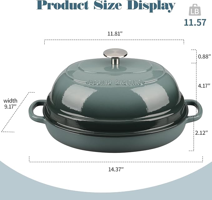 EDGING CASTING Enameled Oval Cast Iron Dutch Oven Pot - Image 2