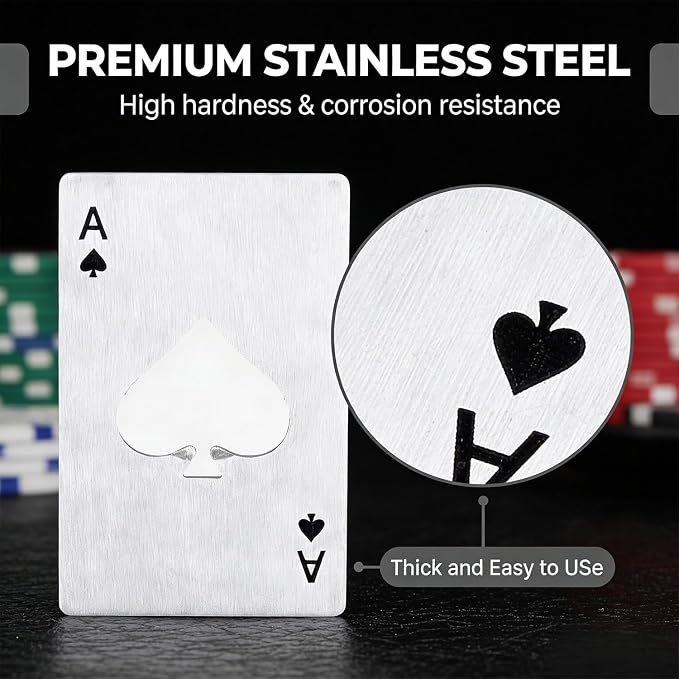 12PCS Poker Card Bottle Openers, Stainless Steel Credit Card Size Beer Bottle - Image 3