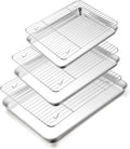 TeamFar Baking Sheet with Rack Set, 16/12.5/10.5 Inch Stainless Steel Cookie by TeamFar