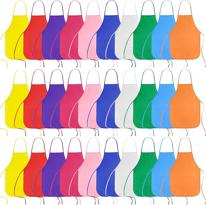 KUUQA 16/24/30/36/40Pcs Kids Apron Painting Aprons by KUUQA