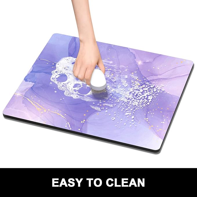 Rnivvi Dish Drying Mat for Kitchen Counter, 16 x 18" Cute Marble Theme - Image 6