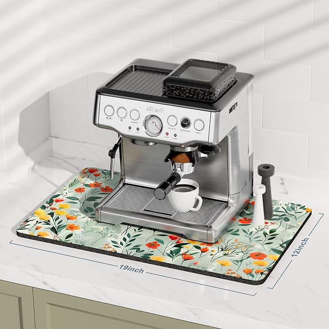 Rnivvi Coffee Mat, Hide Stain Rubber Backed Absorbent Dish Drying Pad - Image 2