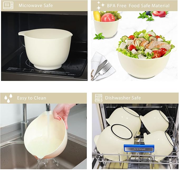 BoxedHome 4 Quart Large Plastic Mixing Bowls, Microwave Safe Mixing Bowl Set - Image 6