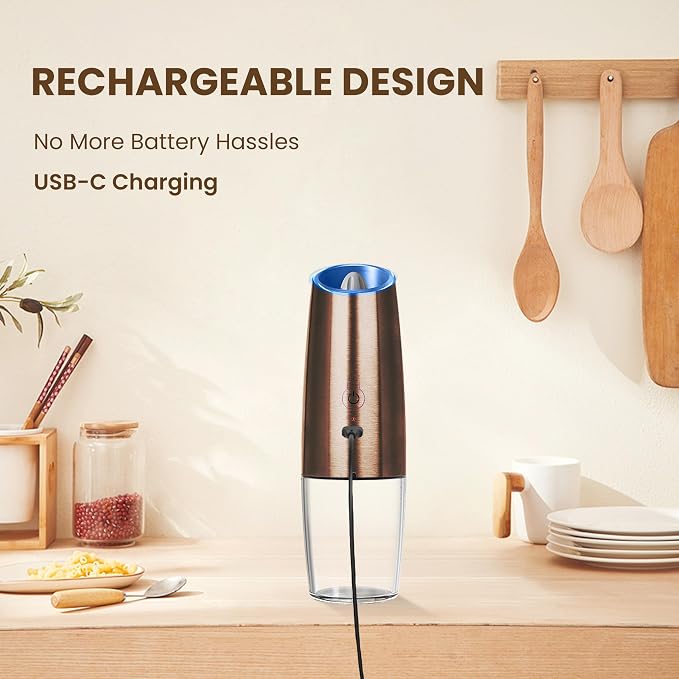Rechargeable Electric Salt And Pepper Grinder Set, Automatic Gravity Electric - Image 2