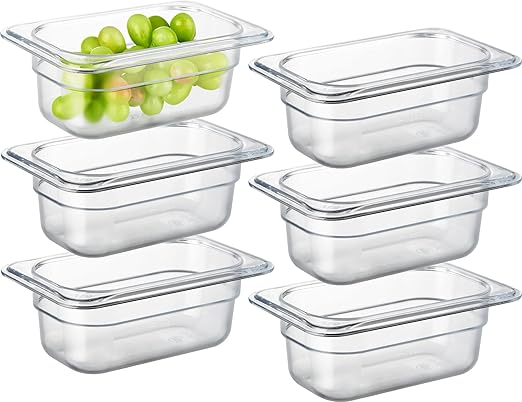 CURTA 6-Pack 1/9 Size 2.5" Deep NSF Polycarbonate Food Pans | Dishwasher & by CURTA