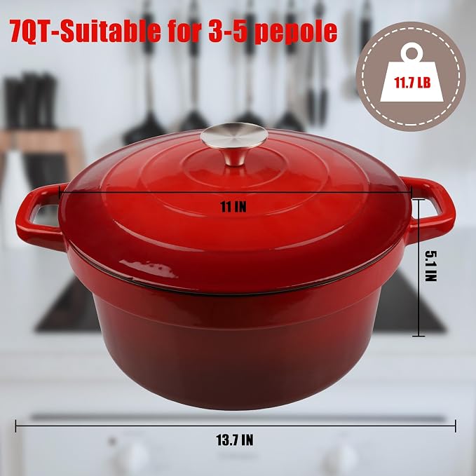 CUKOR 7QT Dutch Oven Pot With Lid, Ceramic Dutch Ovens - Image 4