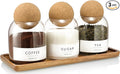 Glass Jars with Cork Lids, 3 Pack Small Decorative Jars with Acacia Tray by GENSTEUO