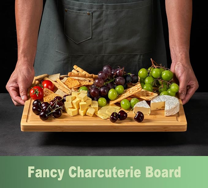 Bamboo Cutting Board for Kitchen, Wooden Chopping Block - Image 3