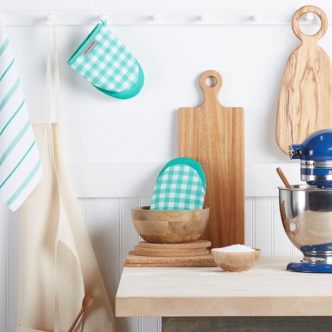 KitchenAid Albany Mini Oven Mitt 2-Pack Set, Aqua Sky - Image 2