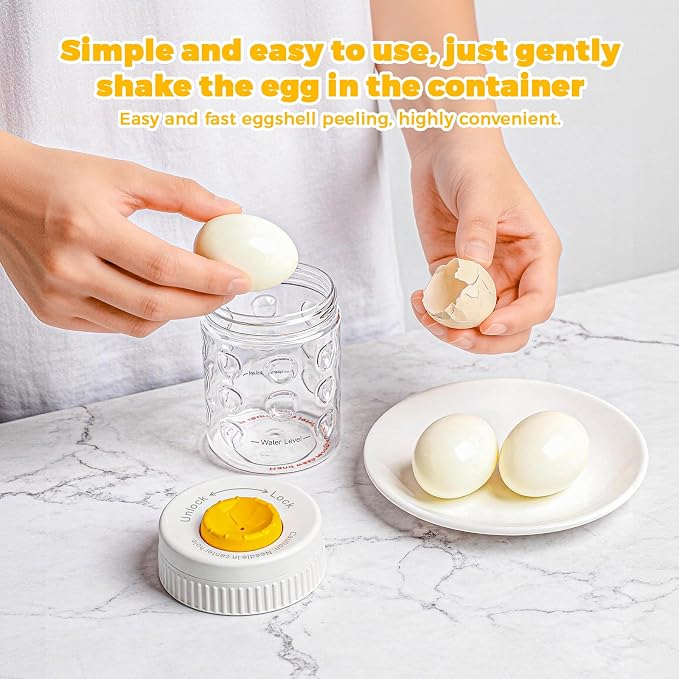2 in 1 Egg Peeler with Piercer, Hard Boiled Egg Shell Remover Tool with Rotary - Image 5