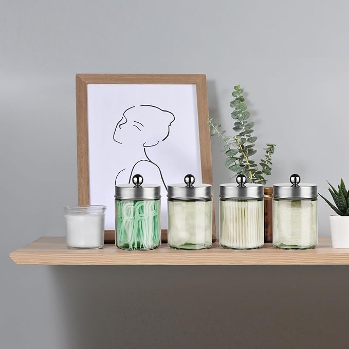3 Pack Apothecary Jar Canisters Bathroom Vanity Organizer - Image 5