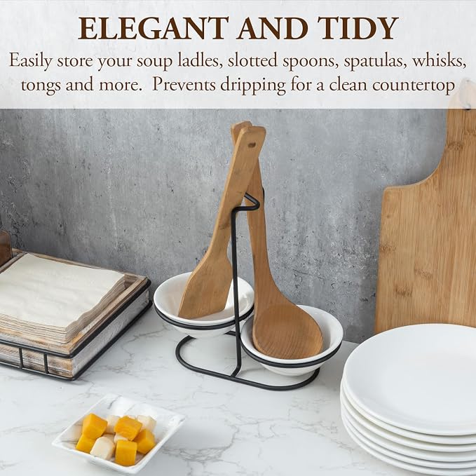 MyGift Countertop Ceramic Spoon Rest - Image 3