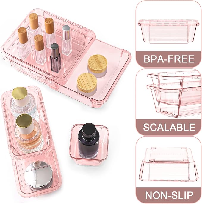 14 Pcs Clear Drawer Organizer, Adjustable Drawer Storage Box, 3-Size Desk - Image 3