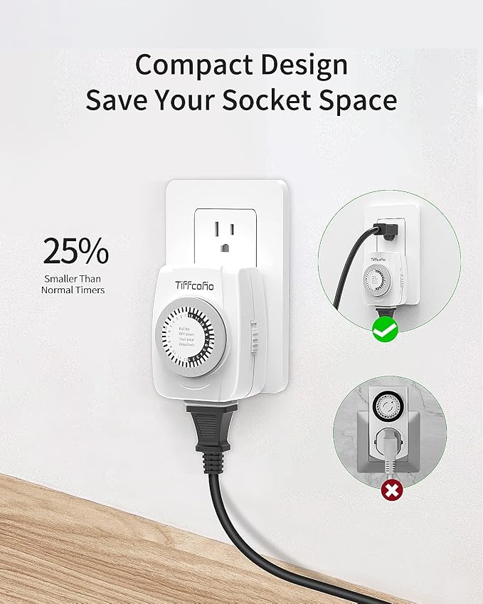 TiFFCOFiO Indoor Mechanical Outlet Timer, 3 Prong Timers - Image 3
