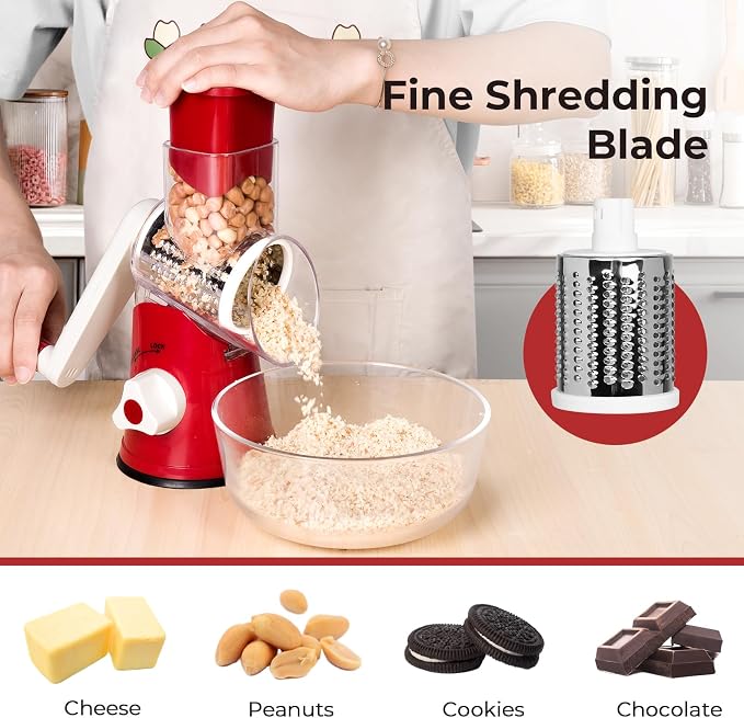 X Home Rotary Cheese Grater for Kitchen, Shredder - Image 4
