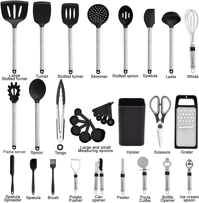 Kitchen Utensil Set-Silicone Cooking Utensils-33 Kitchen Gadgets & Spoons - Image 2