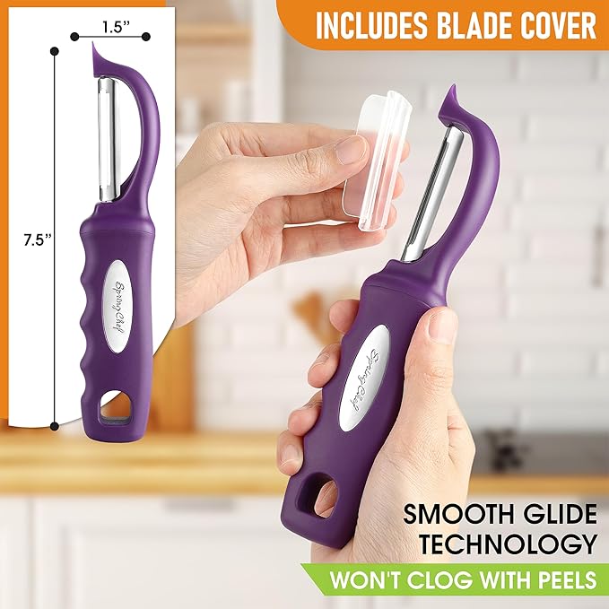 Spring Chef Professional Purple Swivel Potato Peelers - Image 3