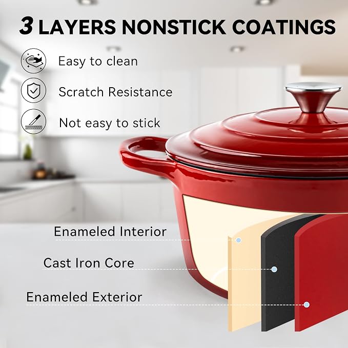 Miereirl 6 Quart Enameled Dutch Oven Pot - Image 5