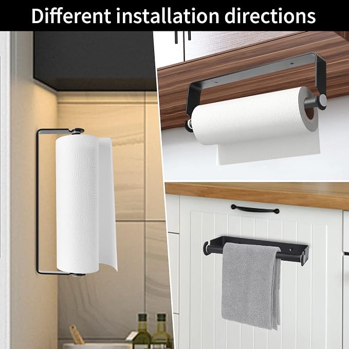 Under Cabinet Paper Towel Holder, Adhesive or Drill Mount Paper Towel Holder - Image 6