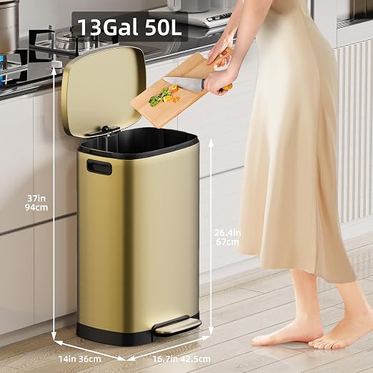 KUK 13 Gallon/50L Stainless Steel Kitchen Trash Can - Image 2