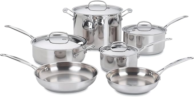 Cuisinart 77-10P1 10-Piece Chef's-Classic-Stainless Collection, Cookware Set by Cuisinart