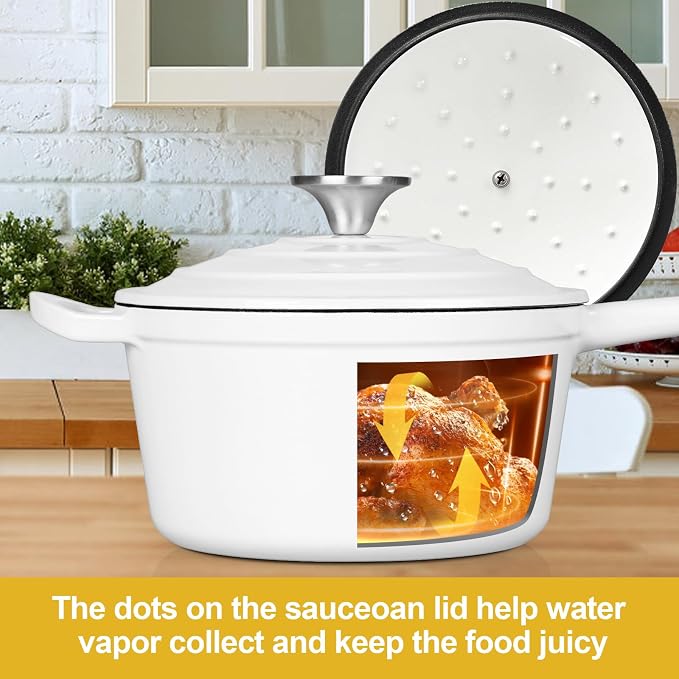 HaSteeL 2 QT Cast Iron Saucepan, Mini Enamel dutch oven - Image 5