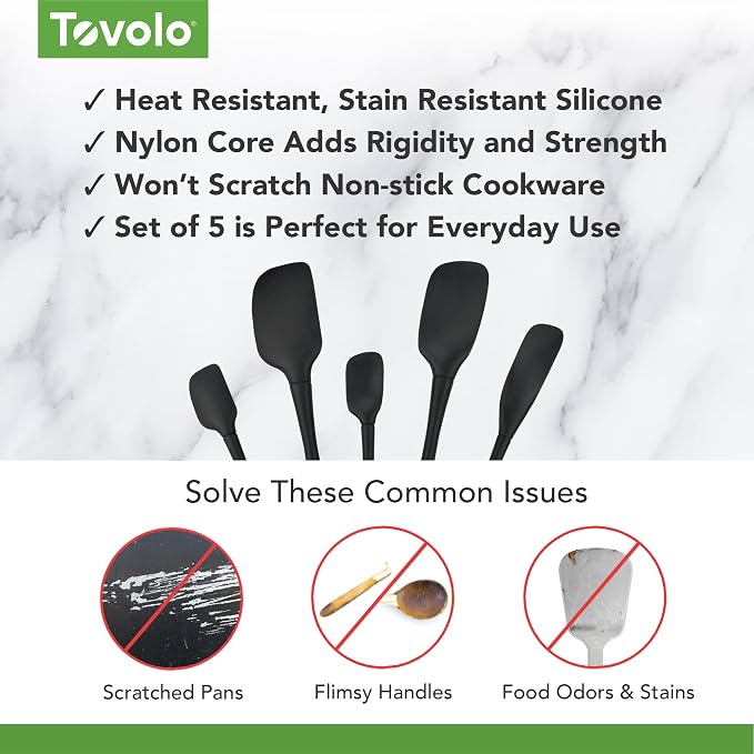 Tovolo Flex Core 5 Piece Silicone Spatula Set Heat Resistant All Silicone - Image 3