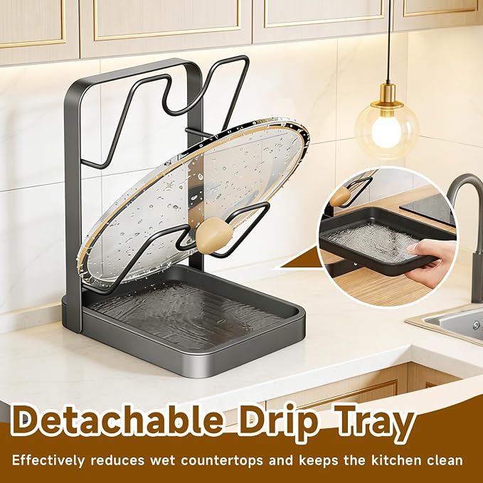 Kitchen Pot Lid Storage Rack, 2-Tier Lids Holder - Image 7