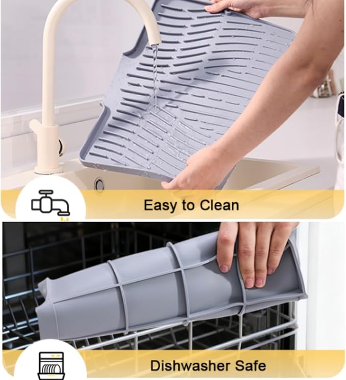 Silicone Dish Drying Mat for Kitchen Counter Sink, Non-Slip dish drying Pad - Image 6