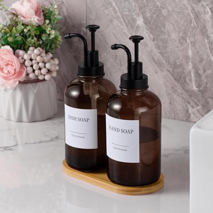 Glass Soap Dispenser with Pump, Dish and Hand Soap Dispenser - Image 8
