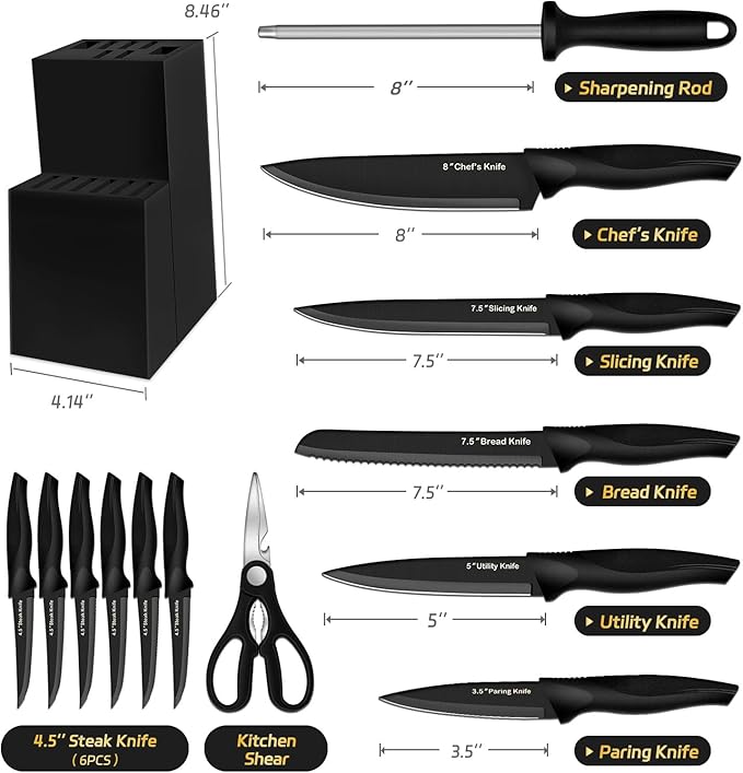 XANAPON Knife Set, 14 Pieces Kitchen Knife Set, High Carbon German Stainless - Image 2
