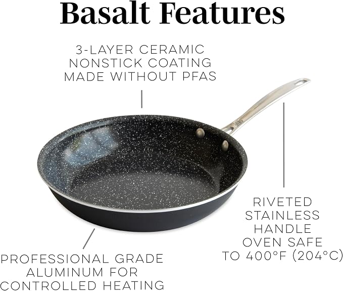 Nordic Ware Basalt Aluminum Saute Skillet, Ceramic Coating - Image 4