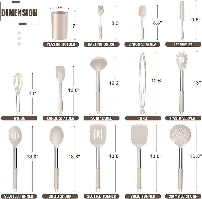 E-far 14 Pieces Silicone Cooking Utensils Set, Kitchen Utensils Set - Image 2