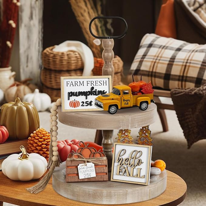 4.9″ Mini Fall Vintage Metal Pumpkin Truck Decor - Image 5