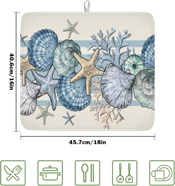 Nautical Coastal Dish Drying Mat - Image 2