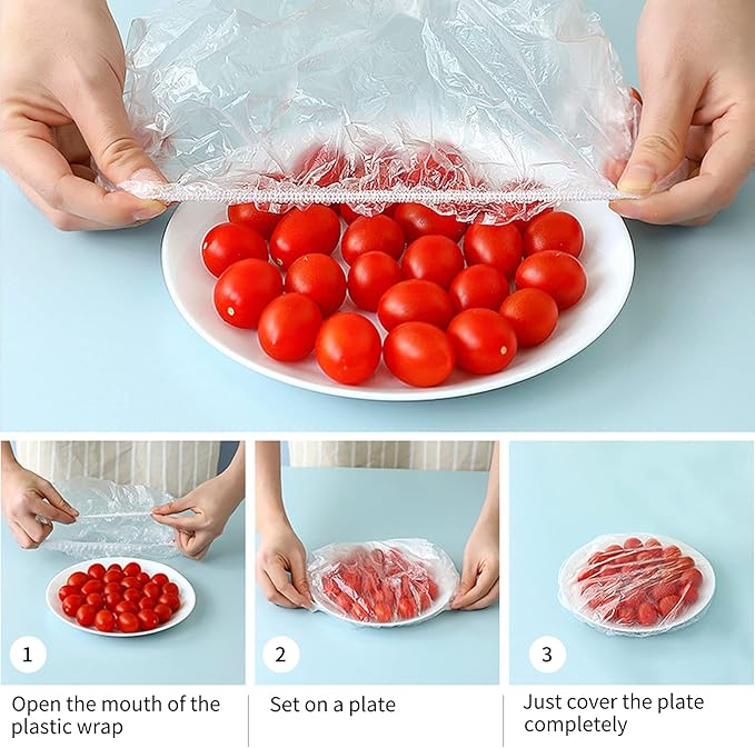 Homelove 100pcs Plastic Bowl Covers Food Cover Dish Covers, Reusable Elastic - Image 4