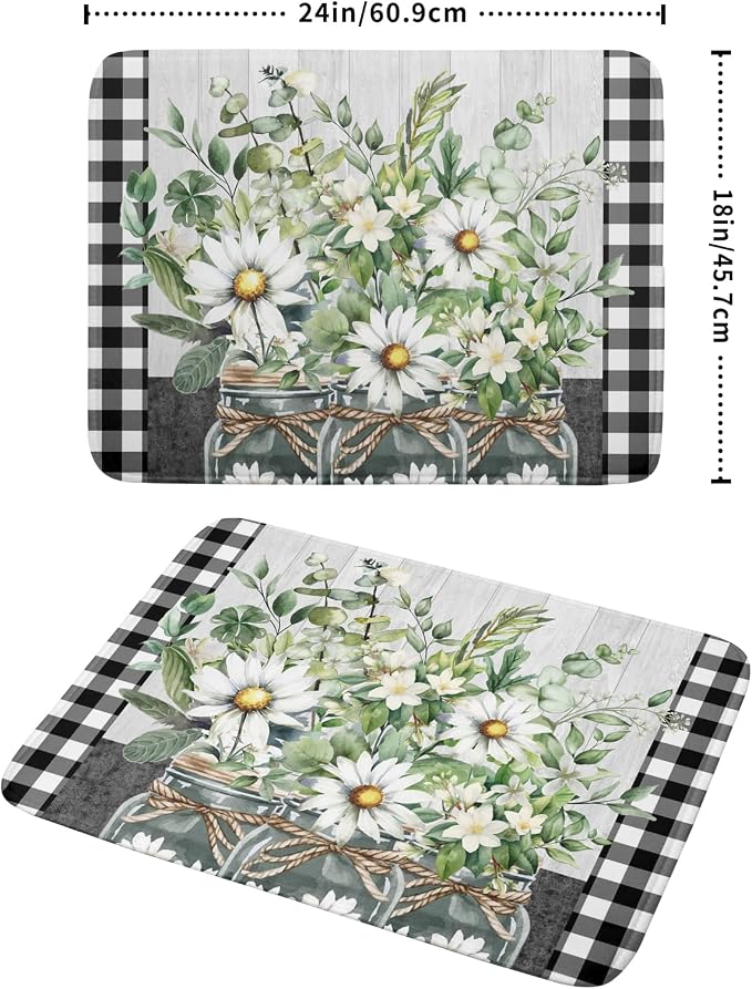 Spring Summer Daisy Floral Dish Drying Mat - Image 2