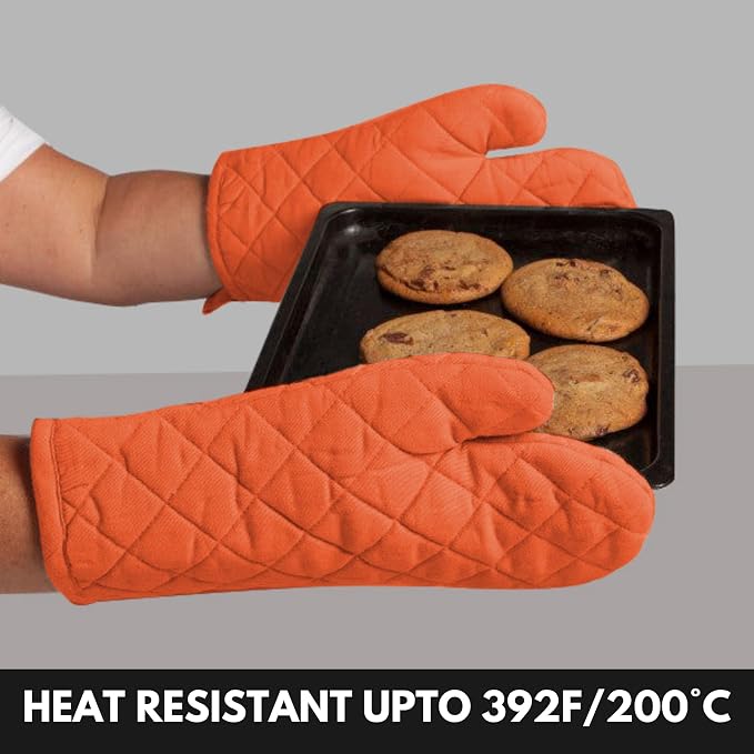 Oven Mitt & Pot Holder 100% Cotton Set of Heat Resistant Oven Gloves & Hot Pads - Image 2