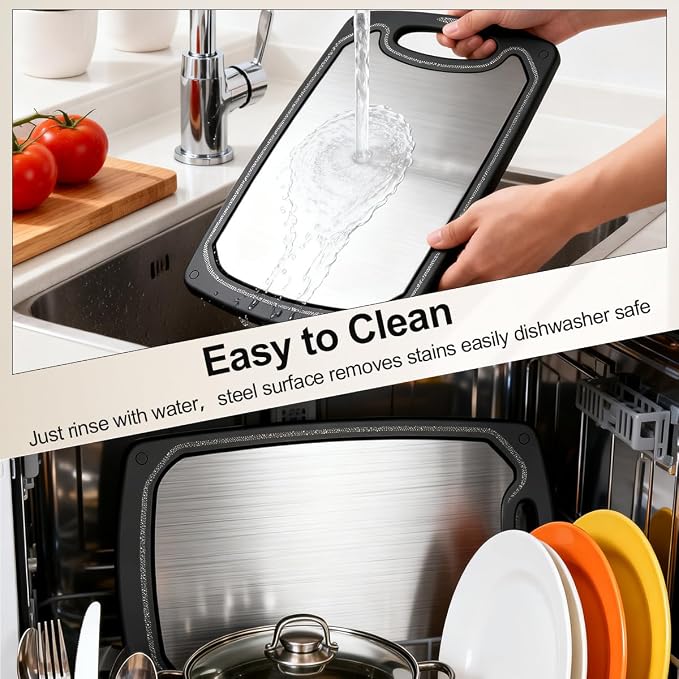 Viretang Metal Cutting Boards for Kitchen, Functional Large Black Plastic - Image 4