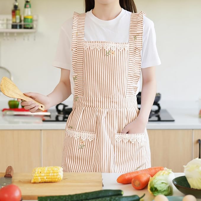 Funny Aprons for Women with Pockets, Kitchen Cooking Grilling Bbq Cute Chef - Image 2