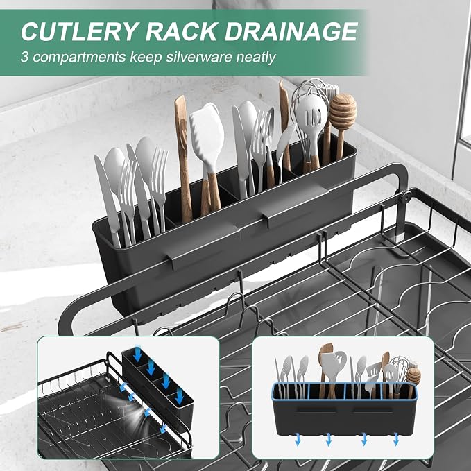 Dish Drying Rack for Kitchen Counter, Large Dish Drying Rack - Image 4