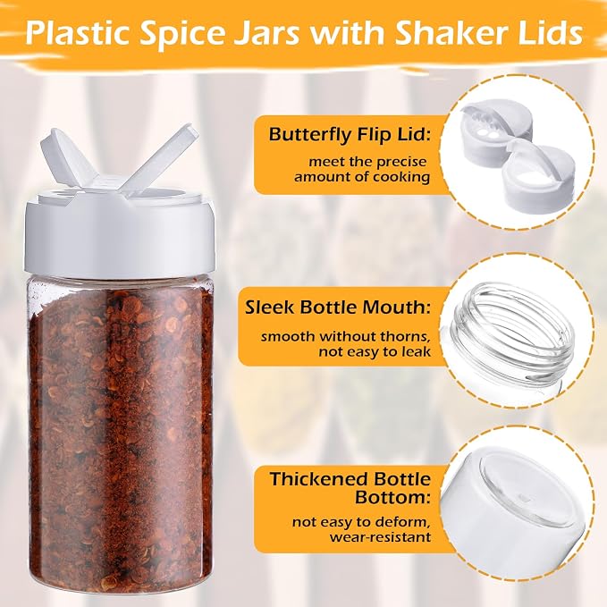 Mimorou 40 Pack Plastic Spice Jar - Image 3