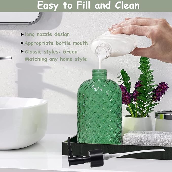 Green Glass Soap Dispenser - Image 3