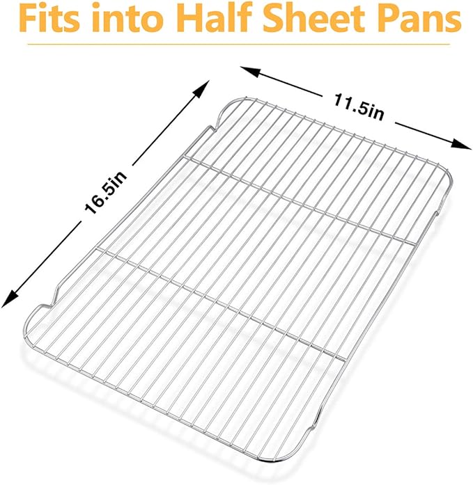 Baking Cooling Rack Set of 2, E-far 16.5"x11.5" Stainless Steel Metal Roasting - Image 2