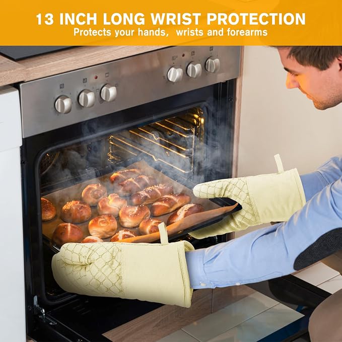 6 Pcs Oven Mitts and Pot Holders, 500℉ Heat Resistant Oven Mitts - Image 4
