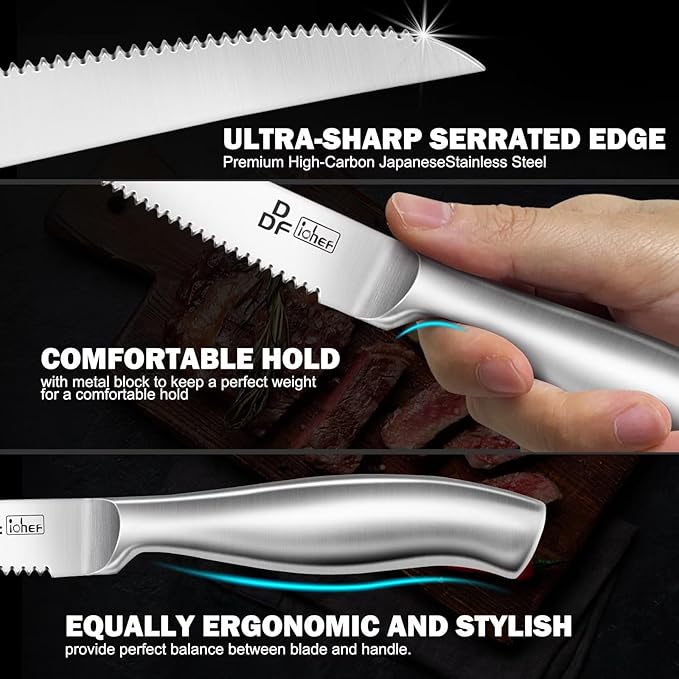 DDF iohEF Steak Knife Set, 6 Piece Steak Knife, High Carbon Japanese Stainless - Image 2