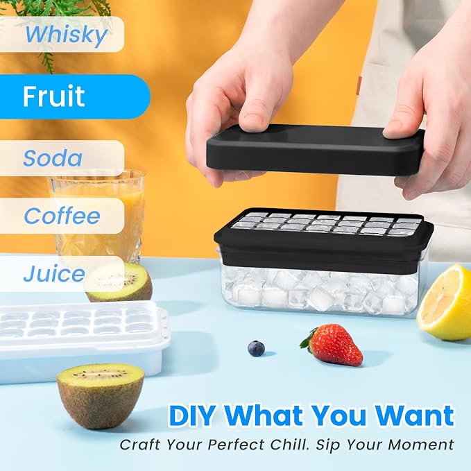 Ice Cube Tray with Lid and Bin, PHINOX 56 pcs Ice Trays - Image 4