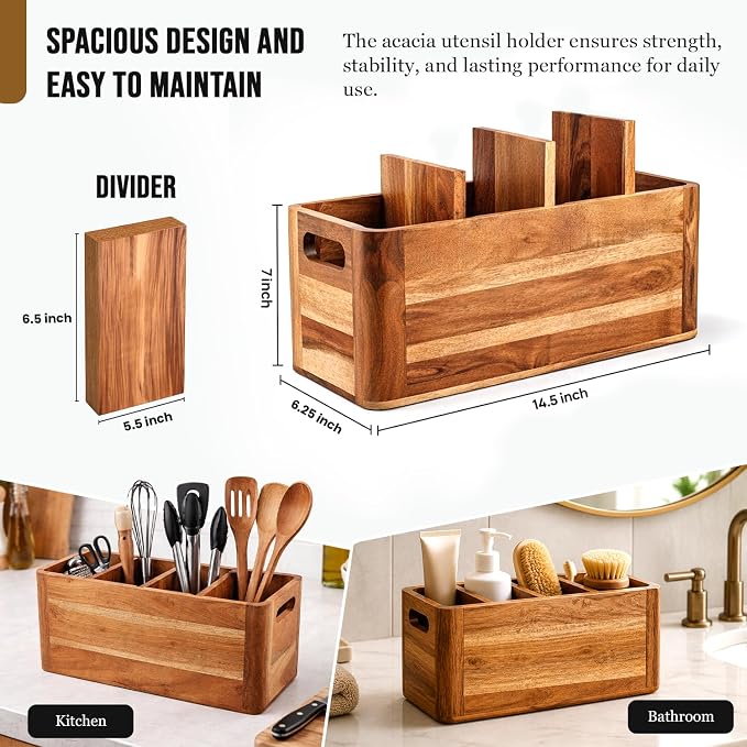 Wooden Caddy Utensil Holder - Image 4
