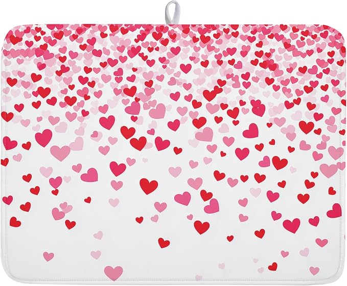 Valentine's Day Dish Drying Mat by Kawani