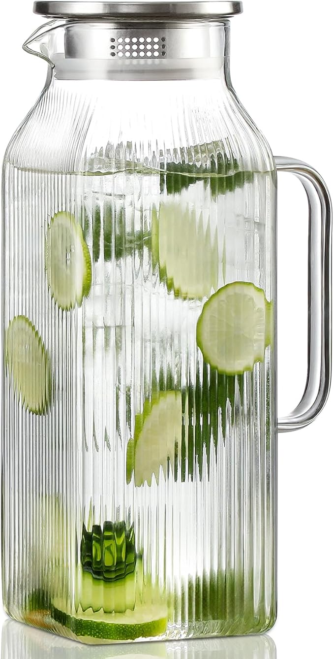 2 Liter/68 oz Square Glass Pitcher by Unknown